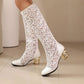 Spring and Autumn New Style Fashion square Heel Mesh Hollow Women&