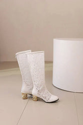 Spring and Autumn New Style Fashion square Heel Mesh Hollow Women&