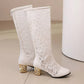 Spring and Autumn New Style Fashion square Heel Mesh Hollow Women&