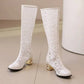 Spring and Autumn New Style Fashion square Heel Mesh Hollow Women&