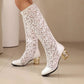 Spring and Autumn New Style Fashion square Heel Mesh Hollow Women&