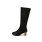 Spring and Autumn New Style Fashion square Heel Mesh Hollow Women&