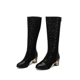 Spring and Autumn New Style Fashion square Heel Mesh Hollow Women&