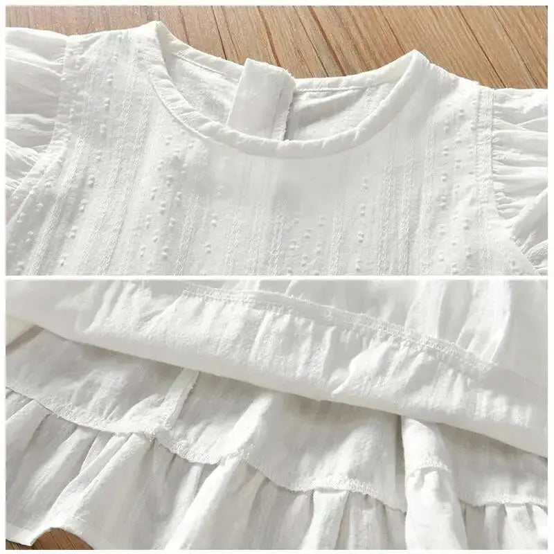 Girls Baby Dress Pure Cotton White Dress Summer Dress New Little Girl Sleeveless Thin Dress Children&