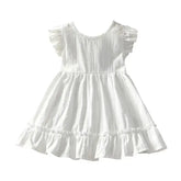 Girls Baby Dress Pure Cotton White Dress Summer Dress New Little Girl Sleeveless Thin Dress Children&