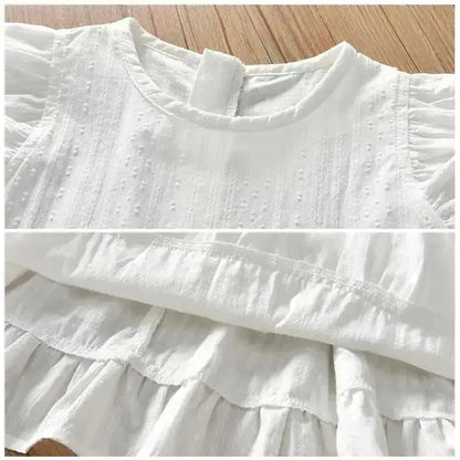 Girls Baby Dress Pure Cotton White Dress Summer Dress New Little Girl Sleeveless Thin Dress Children&