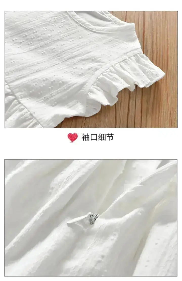 Girls Baby Dress Pure Cotton White Dress Summer Dress New Little Girl Sleeveless Thin Dress Children&