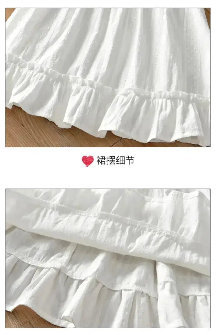 Girls Baby Dress Pure Cotton White Dress Summer Dress New Little Girl Sleeveless Thin Dress Children&