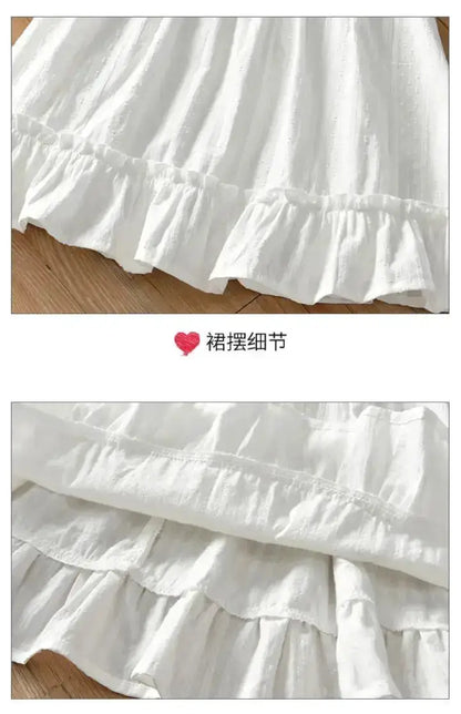 Girls Baby Dress Pure Cotton White Dress Summer Dress New Little Girl Sleeveless Thin Dress Children&