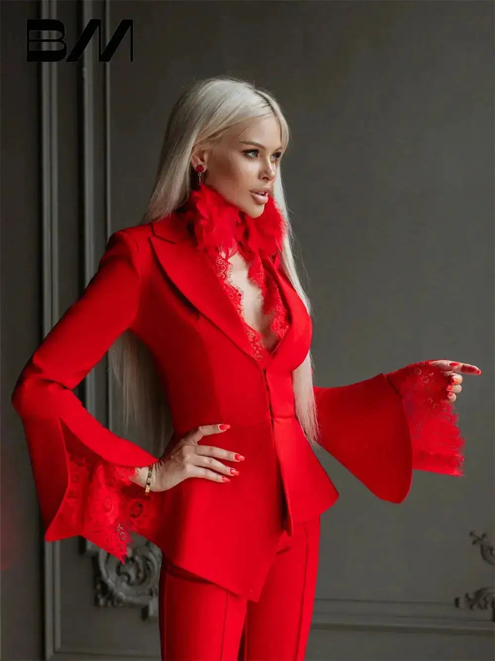 Romantic Lace Women Pant Suits Spring Summer Office Suit Formal Elegant Business Suits Wedding Tuxedo Blazer Customized Suits by Dropshipman