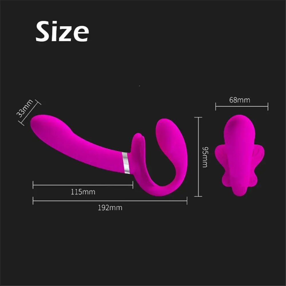 White Baile dual vibrating wearable dildo with 12 speeds, double-ended design, ideal for women and lesbian pleasure.
