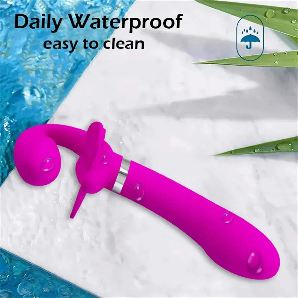 Shopezra L.L.C. Baile dual vibrating wearable dildo with 12 speeds, double-ended design, for women and lesbian intimacy.