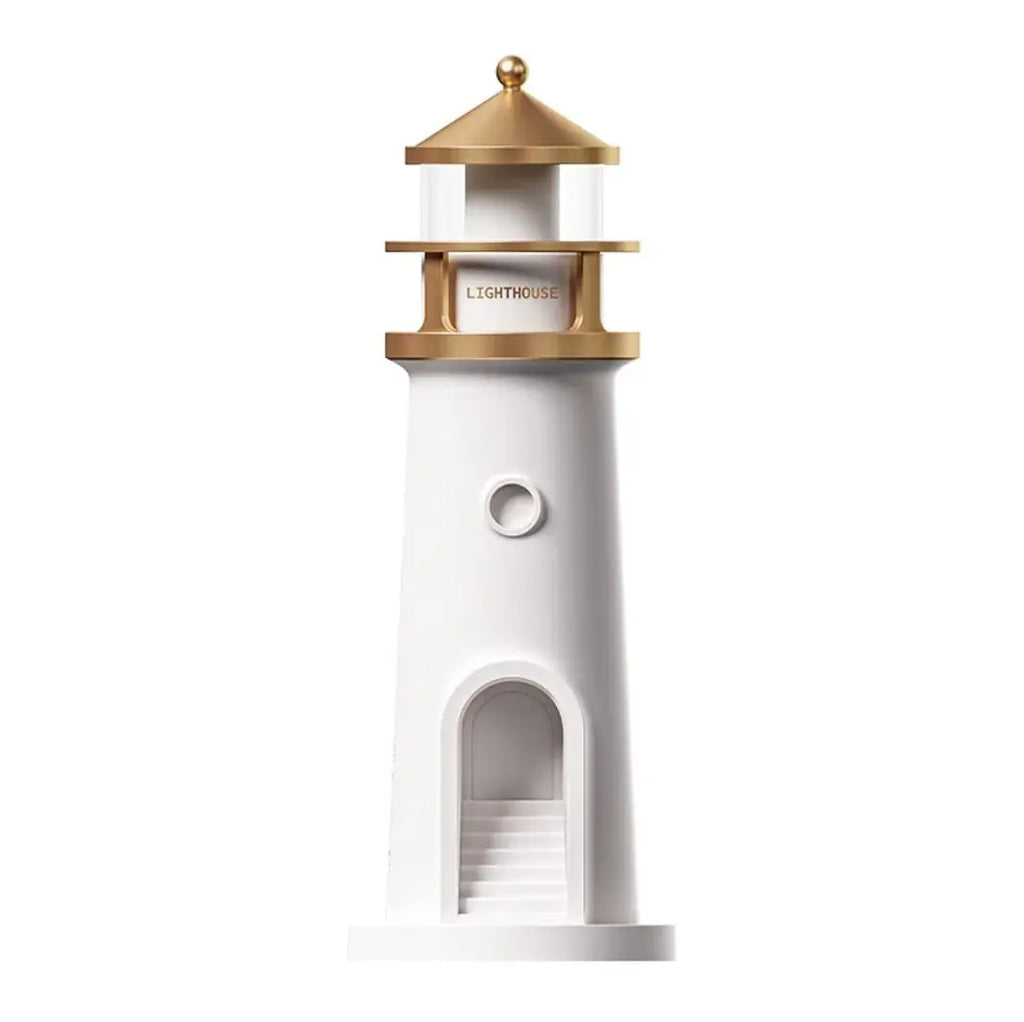 White Creative Lighthouse Moonlight Night Lamp by SHOPEZRA L.L.C. with Bluetooth connectivity, ideal for cozy bedroom decor.