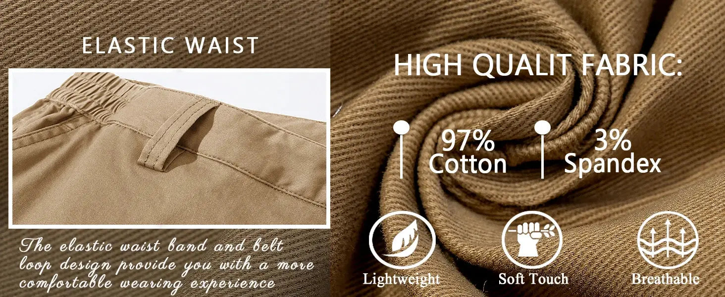 TACVASEN Summer Breathable Cotton Cargo Shorts Mens Casual Multi-pockets Twill Work Shorts Hiking Camping Short Pants Outdoor SHOPEZRA L.L.C.