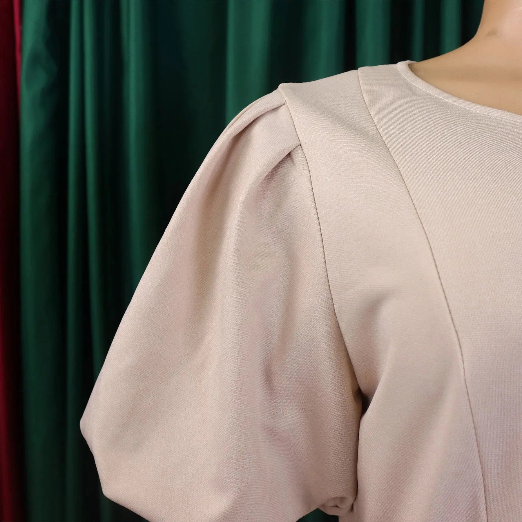 Elegant women's office dress by SHOPEZRA L.L.C. features an O neck, short sleeves, belt, and A-line midi length for professional workwear.