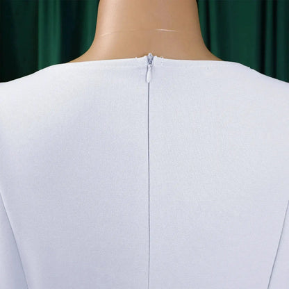 Elegant Office Dress for Women Professional O Neck Short Sleeve Belt Waisted A Line Mid Calf Formal Business Work Dress Midi New by Dropshipman