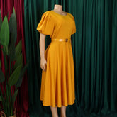 Elegant Office Dress for Women Professional O Neck Short Sleeve Belt Waisted A Line Mid Calf Formal Business Work Dress Midi New SHOPEZRA L.L.C.