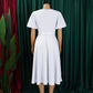 Elegant Office Dress for Women Professional O Neck Short Sleeve Belt Waisted A Line Mid Calf Formal Business Work Dress Midi New SHOPEZRA L.L.C.