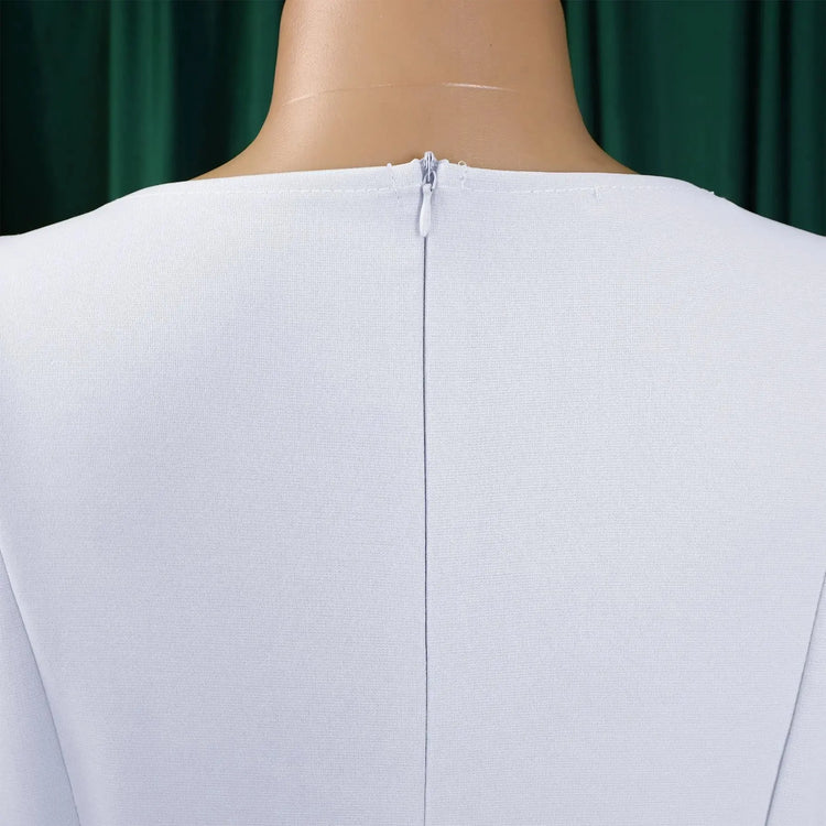 Elegant Office Dress for Women Professional O Neck Short Sleeve Belt Waisted A Line Mid Calf Formal Business Work Dress Midi New SHOPEZRA L.L.C.