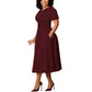Elegant Office Dress for Women Professional O Neck Short Sleeve Belt Waisted A Line Mid Calf Formal Business Work Dress Midi New SHOPEZRA L.L.C.