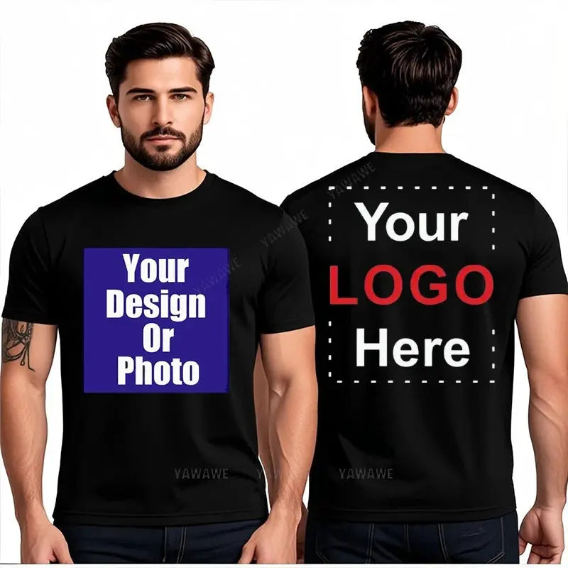 White men's oversized T-shirt with O-neck, premium cotton, front and back design, suitable for summer and casual wear.
