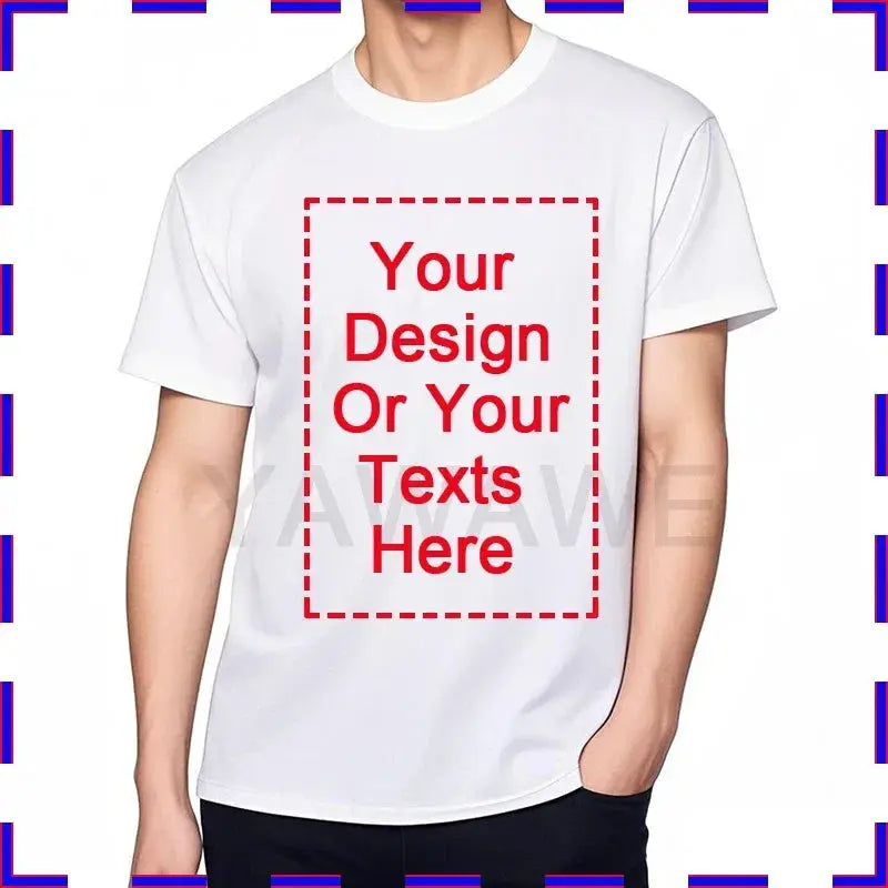 White men's customized T-shirt with O-neck, premium cotton, front and back views, size 5XL, comfortable summer fashion by SHOPEZRA L.L.C.