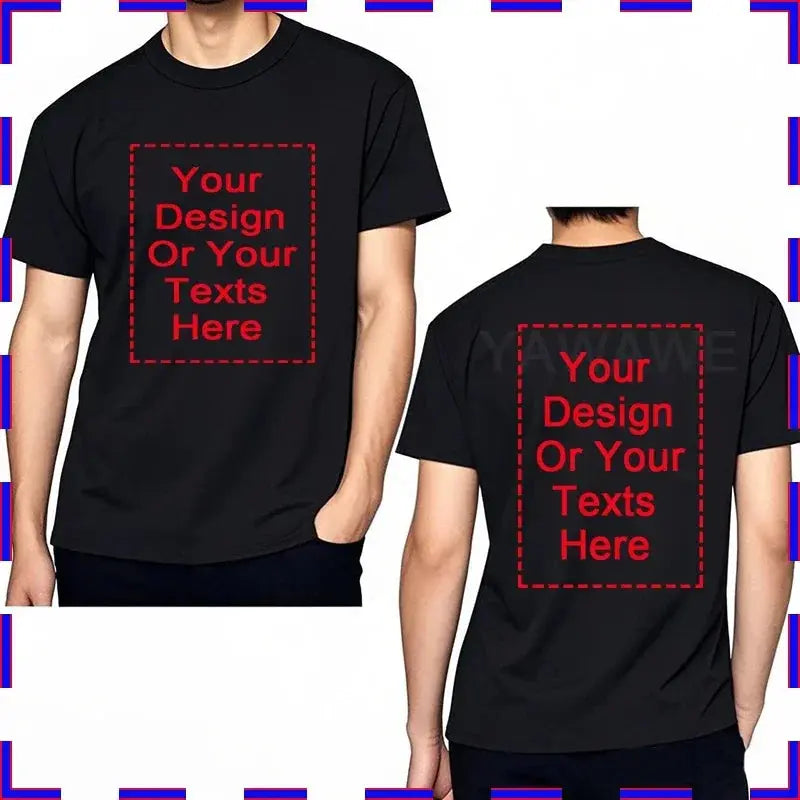White men's oversized cotton T-shirt with O-neck, front and back view, featuring customizable text, comfortable fit, summer fashion by SHOPEZRA.