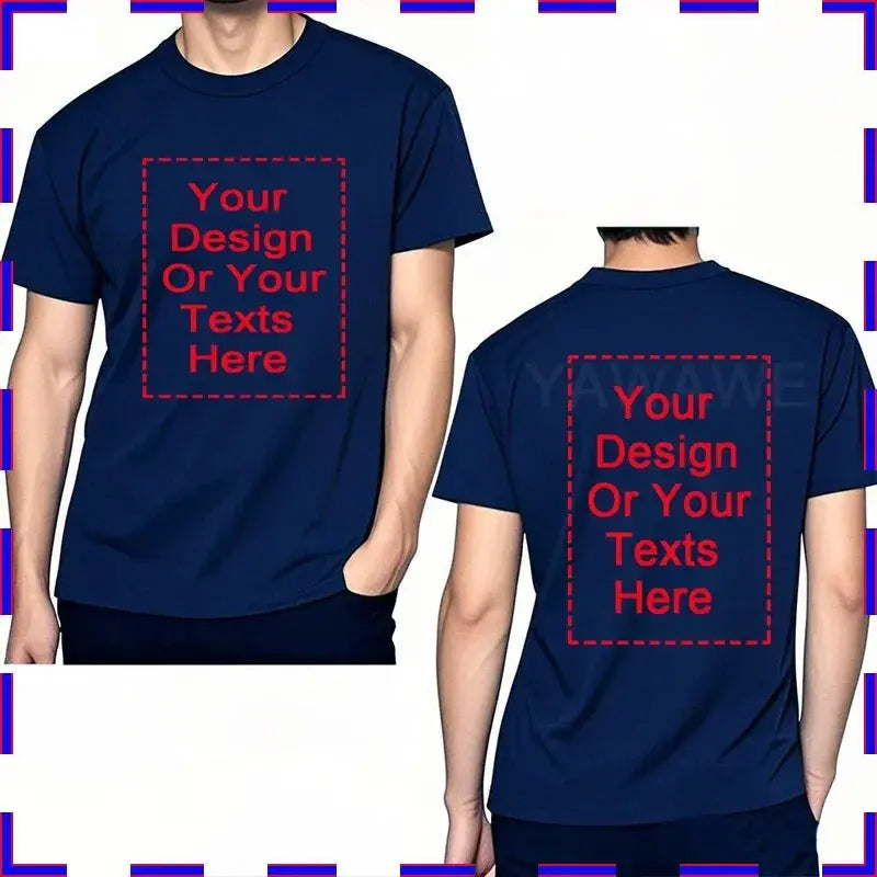 White men's custom T-shirt by SHOPEZRA L.L.C., premium cotton, O-neck, larger size, front and back view, perfect for summer.