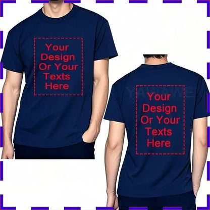 Customized Tee Shirt Your Text Here Premium Cotton Comfortable Men Tshirt Bigger Size O Neck Fashion Perfect Gift summer tees by Dropshipman