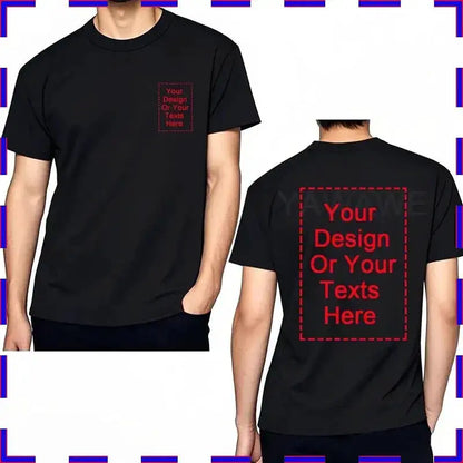 Customized Tee Shirt Your Text Here Premium Cotton Comfortable Men Tshirt Bigger Size O Neck Fashion Perfect Gift summer tees by Dropshipman