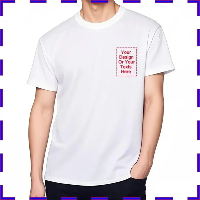 White men's customized T-shirt by SHOPEZRA L.L.C. with O-neck, premium cotton, and larger size, ideal for summer wear.