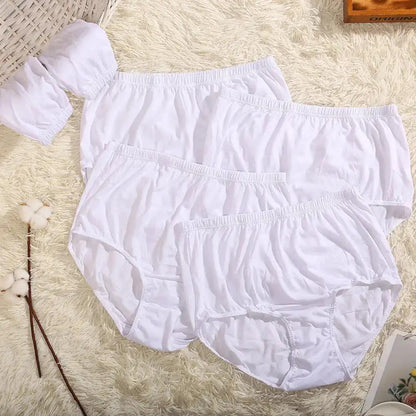 100% Pure Cotton White High Waist Underwear Women&