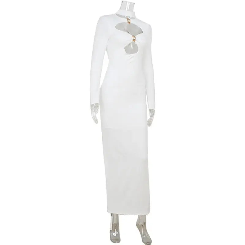 Elegant Evening Dress Dresses For Woman Party Wedding Vestido Lady Temperament Simple Style Long Sleeves Solid Color Package Hip SHOPEZRA L.L.C.
