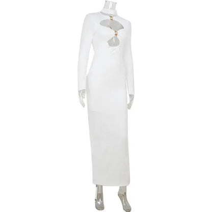 Elegant Evening Dress Dresses For Woman Party Wedding Vestido Lady Temperament Simple Style Long Sleeves Solid Color Package Hip by Dropshipman