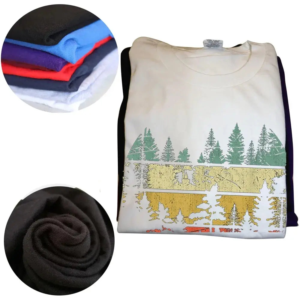 Wildlife Trees Outdoors Nature Retro T-shirt featuring forest, mountains, and birdwatching scenes, ideal for hiking and camping enthusiasts.