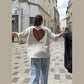 Y2k Style White Oversized T Shirt Women Fashion Backless Heart Cutout Red Trim Half Sleeve Tops Summer Casual Streetwear Outfits SHOPEZRA L.L.C.