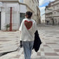 Y2k Style White Oversized T Shirt Women Fashion Backless Heart Cutout Red Trim Half Sleeve Tops Summer Casual Streetwear Outfits SHOPEZRA L.L.C.