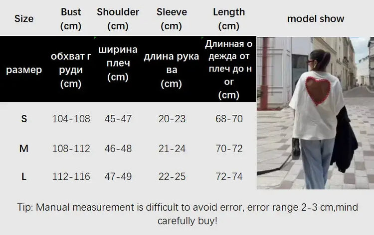 Y2k Style White Oversized T Shirt Women Fashion Backless Heart Cutout Red Trim Half Sleeve Tops Summer Casual Streetwear Outfits SHOPEZRA L.L.C.