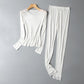22 Frühling Neuer Stil Seiden-Damenunterwäsche-Set Sexy Spitze Damen Herbst Kleidung und Hose Bequemes Atmungsaktives Damen-Warmunterwäsche-Set