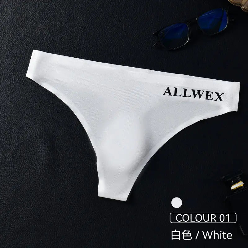 White men's underwear by SHOPEZRA L.L.C. featuring 3D convex pouch, low waist, ice silk fabric, casual and comfortable briefs.