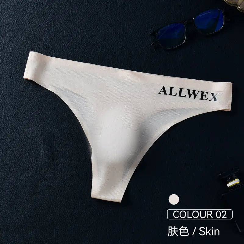 White men's underwear by SHOPEZRA L.L.C. featuring 3D convex pouch, low waist, ice silk fabric, casual and comfortable design.