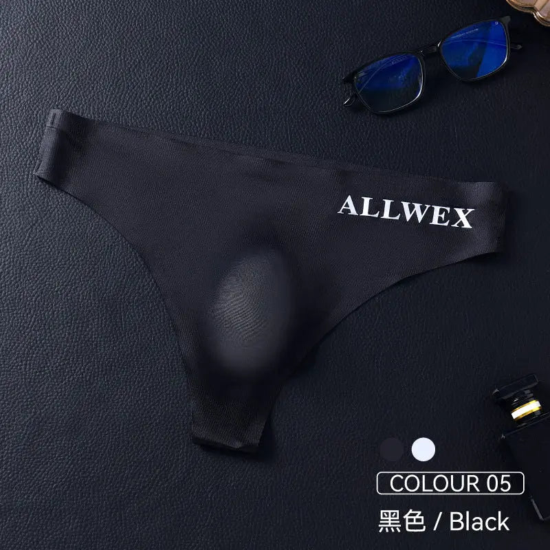 White men's underwear by SHOPEZRA L.L.C., low-waist briefs with 3D convex pouch, casual ice silk fabric, comfortable and breathable.