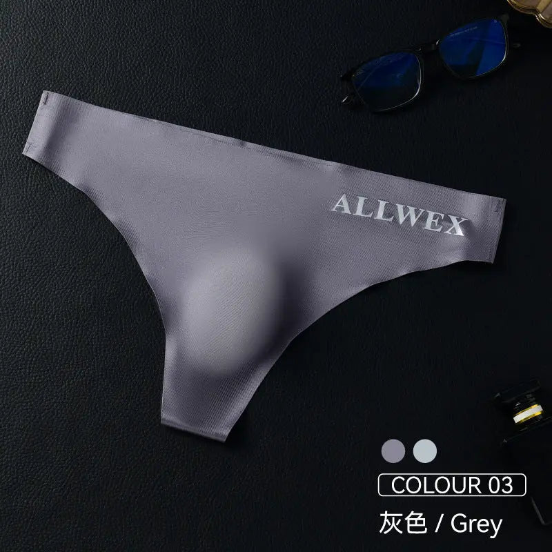 White men's underwear by SHOPEZRA L.L.C. featuring 3D convex pouch, low waist, ice silk fabric, casual and comfortable fit.