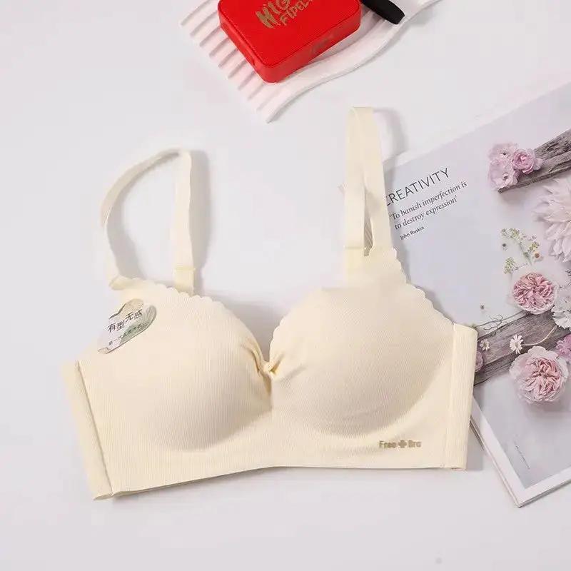 Seamless Underwear for Women with Small Breasts, Push-Up, No Rims, Comfortable, Skin-Friendly, Breast-Retracting, Anti-Sagging Girl&