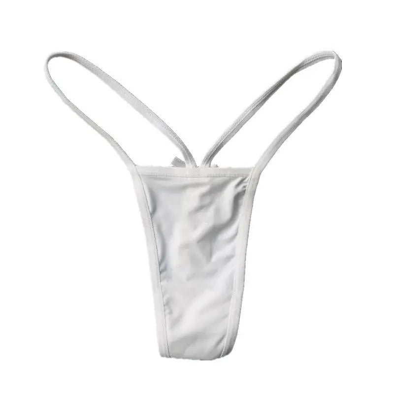 White mini bikini bottom by SHOPEZRA L.L.C. featuring a thin band, comfortable fit, and suitable for fitness or casual wear.