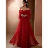 Dresses For Woman Elegant vestidos Solid Color Slim Robe Evening Dress Sexy One Line Neck Simple Style Long Sleeves Simple Style SHOPEZRA L.L.C.