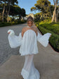 Trendy White Chiffon Off-shoulder Halter Maxi Dress Suit Chic Sheer Mesh Long Sleeve Flowy Vestidos 2026 New Formal Evening Gown SHOPEZRA L.L.C.