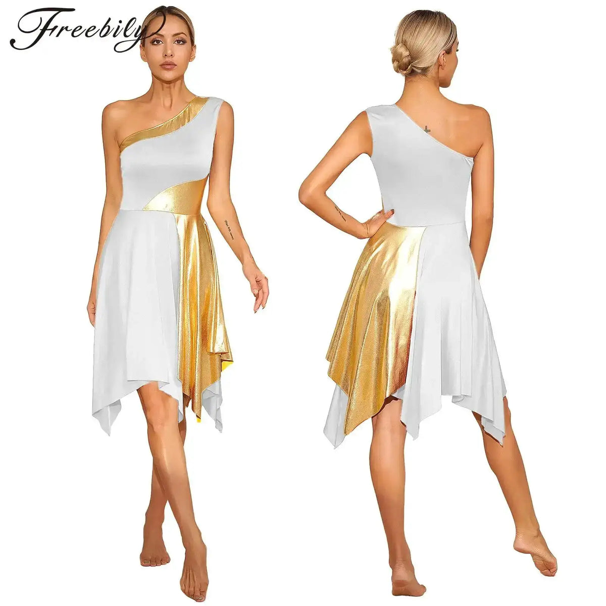 Women Church Choir Worship Praise Dress Modern Lyrical Dance Performance Costume One Shoulder Irregular Hem Dresses Dancewear by Dropshipman