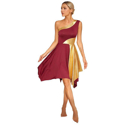 Women Church Choir Worship Praise Dress Modern Lyrical Dance Performance Costume One Shoulder Irregular Hem Dresses Dancewear by Dropshipman