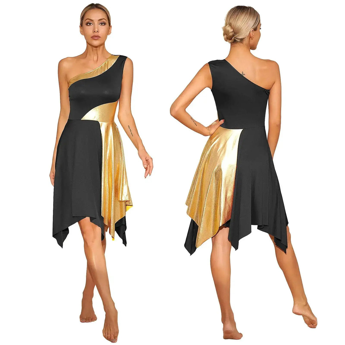 Women Church Choir Worship Praise Dress Modern Lyrical Dance Performance Costume One Shoulder Irregular Hem Dresses Dancewear by Dropshipman
